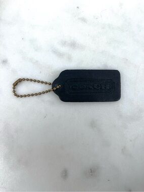 COACH Leather Hang Tag, Black